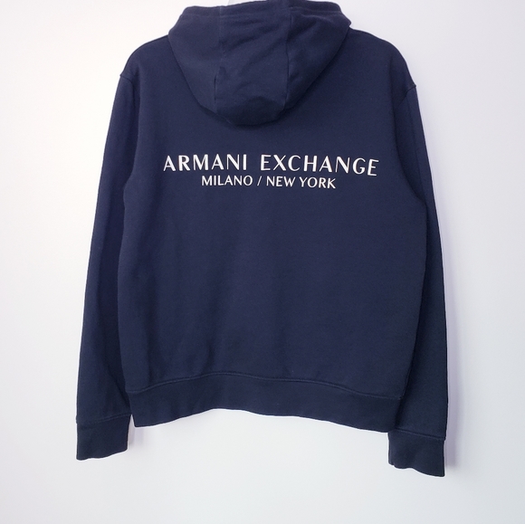 Armani Exchange Milano Hooded Sweatshirt Jacket Black Size Medium - Picture 2 of 13